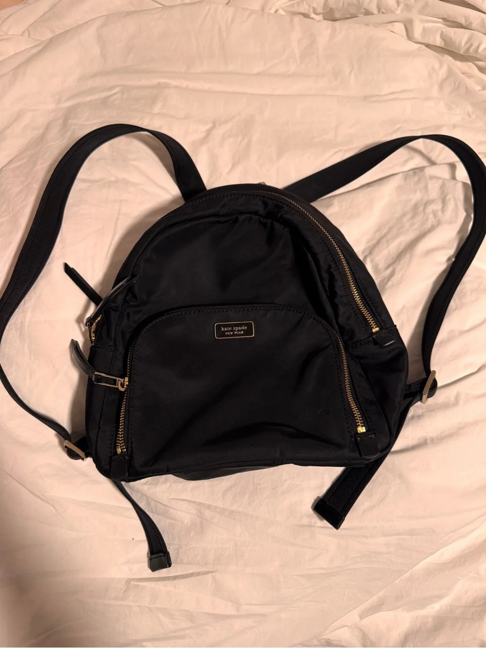 kate spade black nylon mini backpack with gold hardware